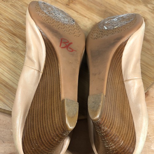 Tory Burch Shoes Womens 7 Jolie Wedge Pumps Beige Nude Leather Cap Toe Loafer - Picture 10 of 13