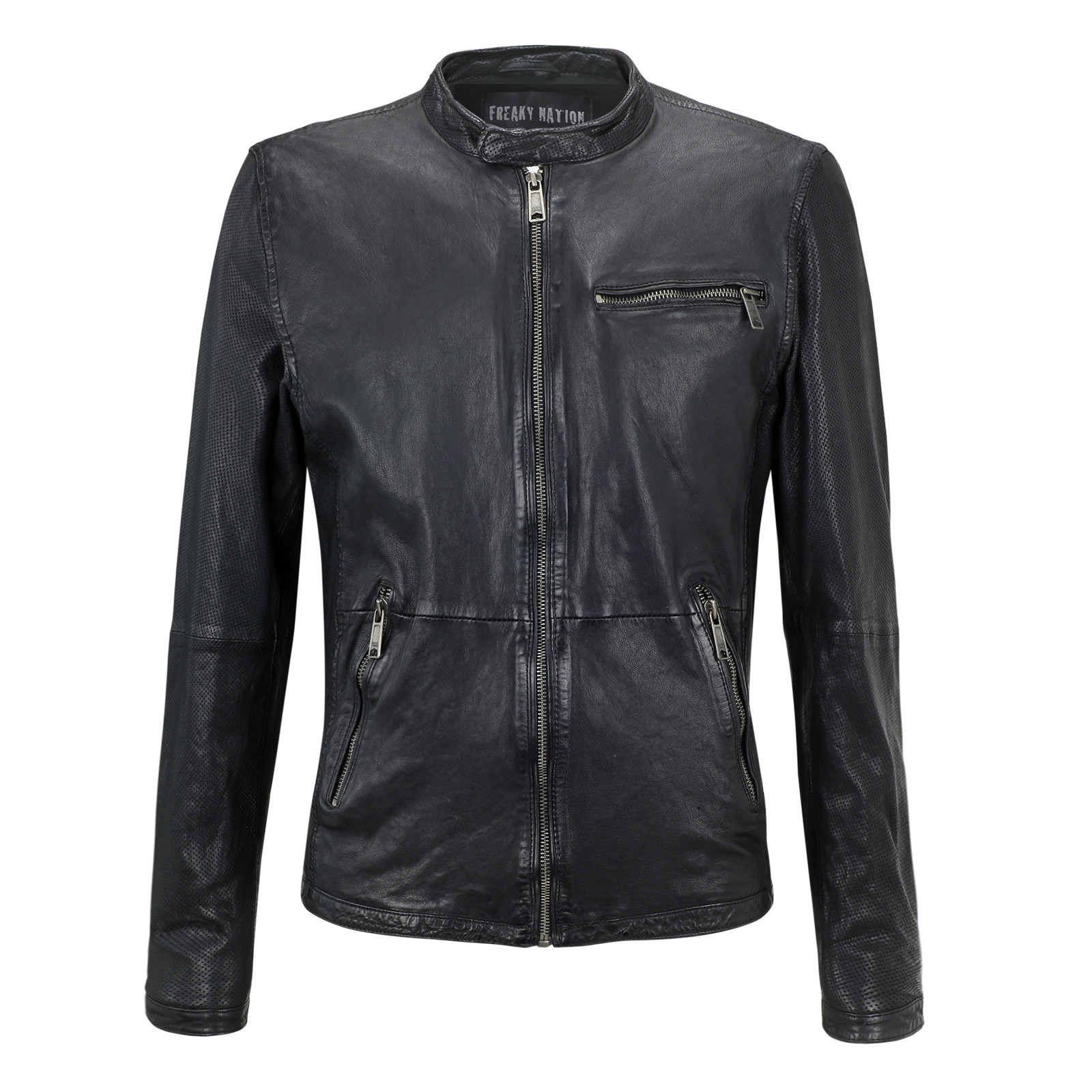 Freaky Nation Herren Lederjacke Giants in schwarz Gr. M-XL Freaky Nation Herren Lederjacke Giants in schwarz Gr. M-XL