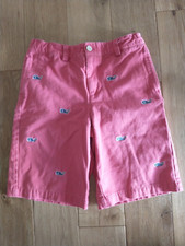 Boys Vineyard Vines Cotton Twill Shorts Embroidered Whales Flags Sz 12 / 9" in