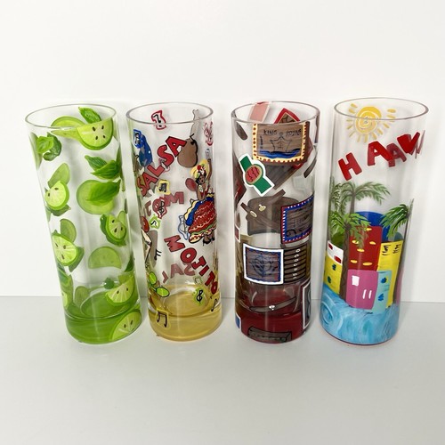 Lolita Mojito Glasses Set/4 Hand Painted 7.25” Tall