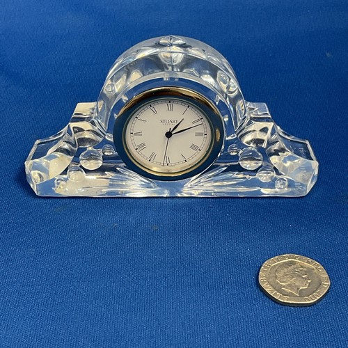 STUART Crystal Miniature Glass Mantel Clock - Decorative Cut Glass Design - Picture 1 of 11