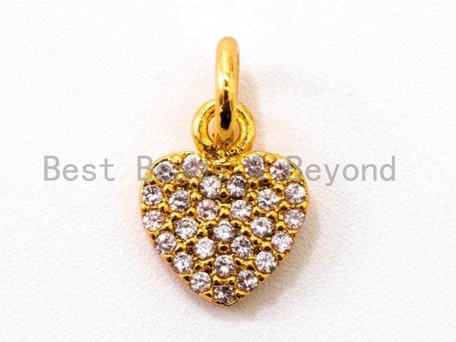 Clear CZ Micro Pave 7x9mm Heart Charm, Sku#Y29 - Imagen 2 de 6