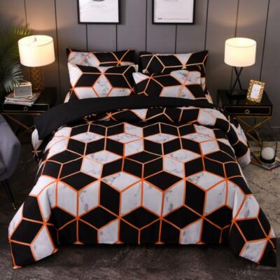 3D Black Square ZHUA1087 Bed Pillowcases Quilt Duvet Cover Set Queen King Zoe