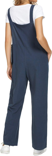 Women'S Casual Cotton Jumpsuit Solid Color plus Size Overalls Baggy Wide Leg Pan - Picture 2 of 12