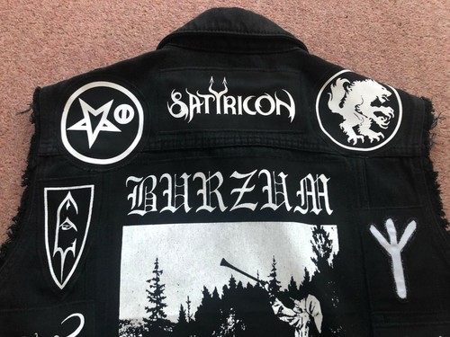 True Scandinavian Black Metal Battle Jacket Cut-Off Denim Vest Satyricon Mayhem - Picture 8 of 12
