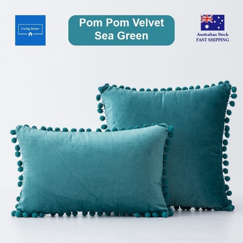 Velvet Cushion Cover Pom Pom Design Decorative Pillow Case for Sofa Home Decor - Picture 9 of 11