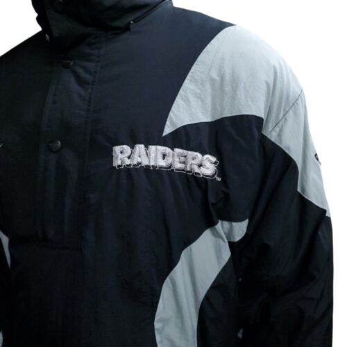 READ🔻 Vintage Men's Reebok Pro Line NFL Raiders Half Zip Puffer Jacket Size L - Picture 3 of 16