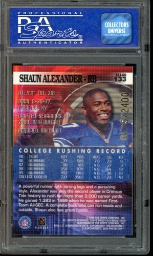2000 Topps Finest #133 Shaun Alexander Rookie #535/2400 PSA 10 - Picture 2 of 2