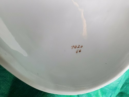 Large Antique Carlsbad Austria Porcelain OVAL SERVER & LID Purple Flowers Vintag - Picture 12 of 12