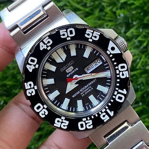 Rare Seiko 5 Sports Monster SNZF51K1 SNZF51 Automatic 23J Black Dial Diver Watch