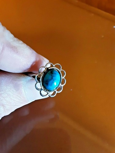 Anillo plateado tamaño turquesa ajustable - Imagen 2 de 3