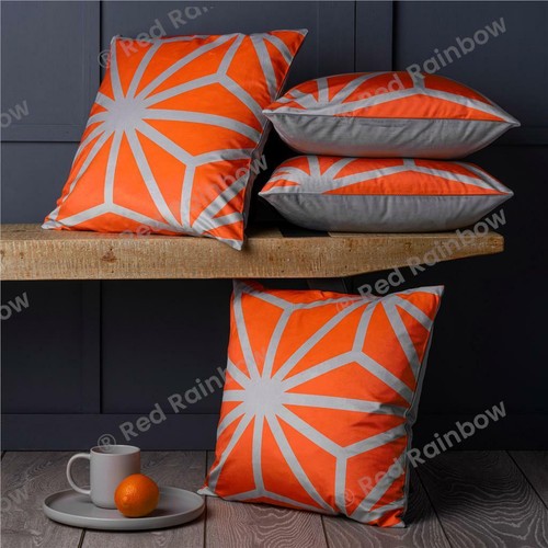4er Set Designer orange & grau geometrische Kollektion 18 Zoll Kissenbezüge - Bild 5 von 8