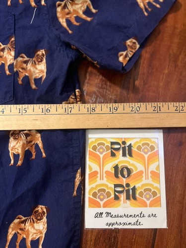 Forever 21 Mens Pug Dog Button Up Shirt Sz Small Novelty Funny Animal Print  - Bild 5 von 6