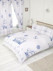 Nautical White Sailing Boat Ship Compass Anchors Rope King Size Duvet Bedding