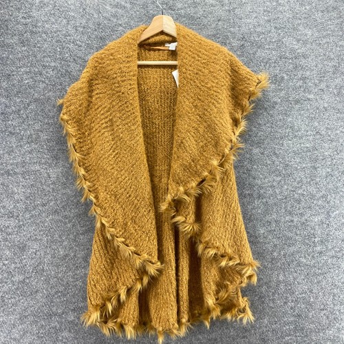 New Cato Cardigan Women 18/20W Plus Brown Knit Collared Open Front Sleeveless - Picture 3 of 11