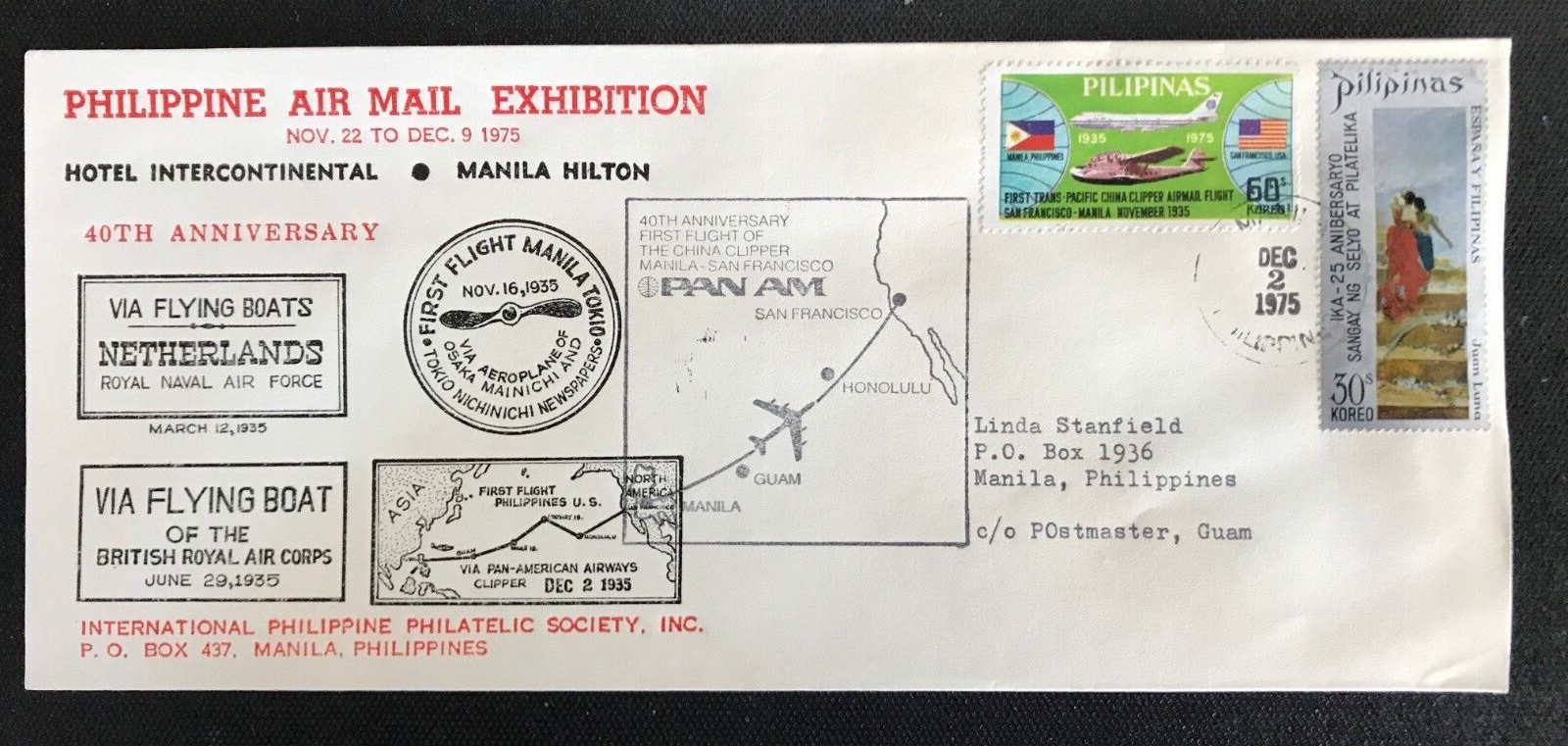 1975 PHILIPPINEN MANILA NACH GUAM FLUGABDECKUNG PANAM CLIPPER FFC 40 waking-up-in-the-tropics-united-airlines-tokyo-haneda-to-guam-flight