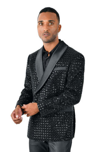 BARABAS men's shiny design glittery sequin design blazer BL3068 - Picture 1 of 15