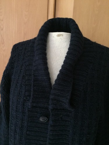L blu a in Cardigan lana taglia coste scuro misto Chunky 61qwB0q