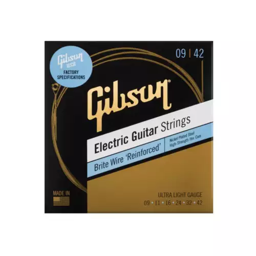 Gibson BWR9 Brite Wire Reinforced Electric Guitar Strings, Light, 9-42