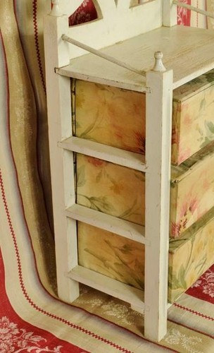 Fabulous Antique French Wooden Cabinet, Textile Boudoir Box Drawers, C 1900 - Picture 8 of 12