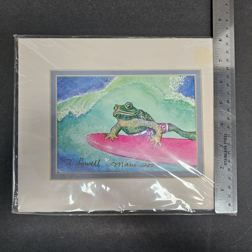 Rebecca Lowell Maui 2000 Frog Toad Surfer Surfing Art Print Waves Ocean Beach - Picture 5 of 8