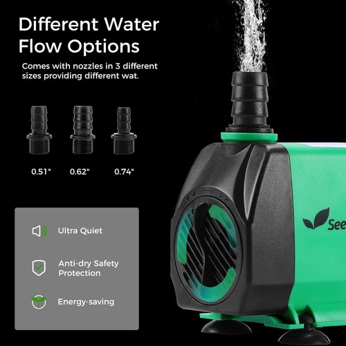 Seedfactor 800GPH Aquarium Pump 3000L/H 24W Ultra Quiet Water Pump Fountain Pump - Picture 6 of 7