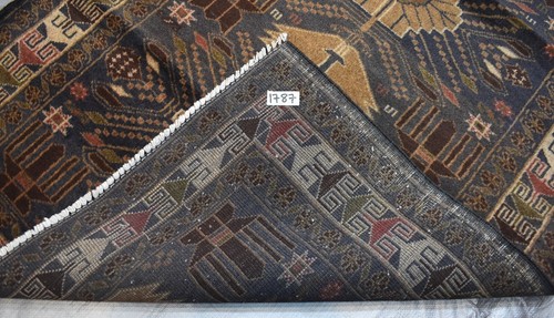 Blue Antique Afghan Persian Baluchi Runner Rug 3x9 Handmade Oriental Wool Carpet - Picture 12 of 12