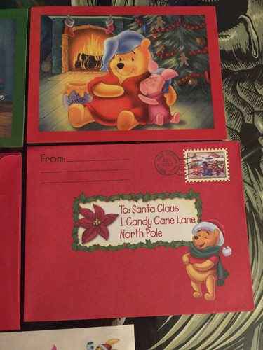 Winnie Puuh 2 Postkarten Aufkleber & Stift Neu unbenutzt Weihnachten Silvester  - Bild 3 von 4