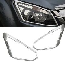 FRONT HEADLIGHT CHROME TRIM GUARD COVER SURROUND Pair Set FOR ISUZU D-MAX 2016+