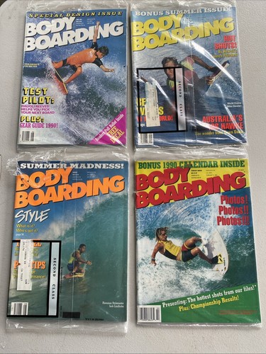 Four Vintage 1990 Body Boarding Magazine 90s Surfing SURFER Surf