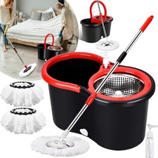 Wischmop Bodenwischer Set mit Eimer Bodenwischer mit Teleskopstiel & 3 Moppkopf