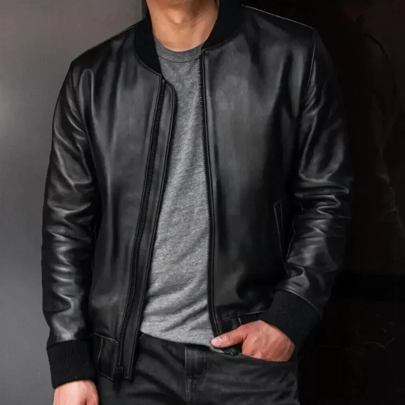 Men’s Black Sheepskin Leather CAFE Racer Biker Jacket Motorcycle Style Jacket
Opens in a new window 