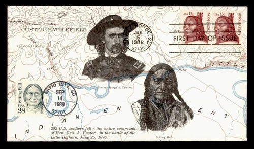 DR WHO 1982 FDC INDIAN CRAZY HORSE KMC VENTURE CACHET PAIR M75633