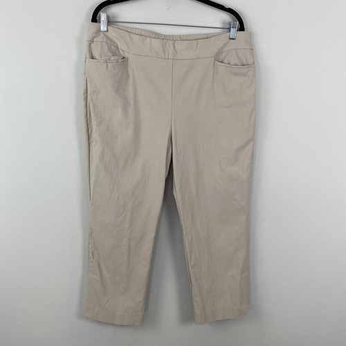 Chicos So Slimming Brigitte Vent Crops Hose 2,5 US 14 Beige Taschen Stretch