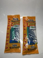 Lot Of 2- Schick Disposable Razors ST2 Slim Twin 12 pack Twin Blade NOS 24 Total