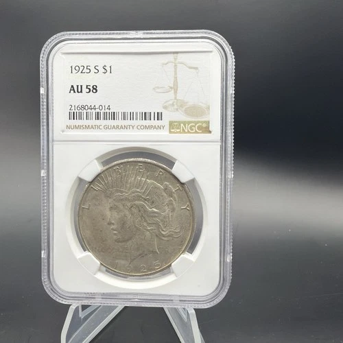 1925 S $1 PEACE SILVER DOLLAR - NGC AU58 - FREE SHIPPING