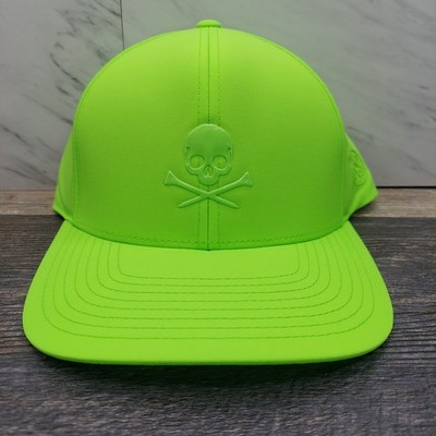 G/FORE Snapback Golf Hat Adjustable Gecko Neon Green Silicone Skull & Crossbones