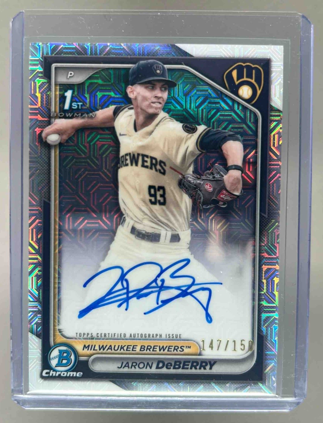 Jaron DeBerry 2024 Bowman Draft HTA Choice Refractor Chrome Auto 1st RC /150