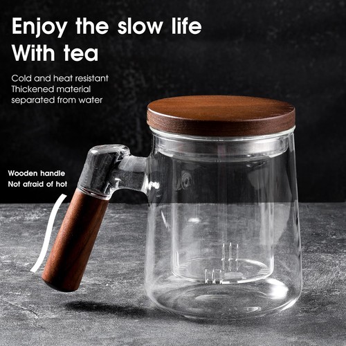 Glass Tea Cup with Infuser and Lid, Tea Mug with Tea Infuser for Loose Leaf T... - Picture 7 of 7