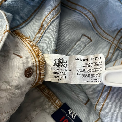 Pantalones de mezclilla Rock & Republic Kendall para mujer talla 10 tiro alto corte lavado ligero desgastado - Imagen 4 de 11