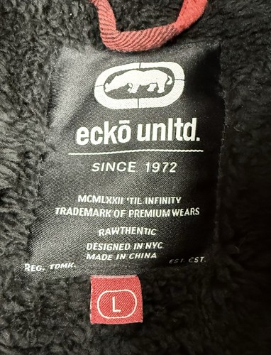 Ecko Unltd Men's Large Red Black Plaid Flannel Sherpa Jacket Shacket Mrsp $88 - Picture 6 of 9