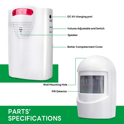 NUEVO Timbre Inalámbrico Sistema de Alarma de Seguridad de Entrada Sensor de Movimiento PIR Hogar - Imagen 5 de 16