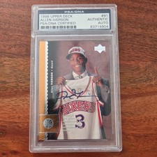 Allen Iverson signed 1996-97 Upper Deck Auto Rookie Card #91 PSA/DNA . rookie card picture