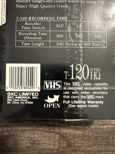 SKC T-120 Blank VHS Super High Quality Library Grade NEW Factory Sealed (1) - Picture 9 of 10