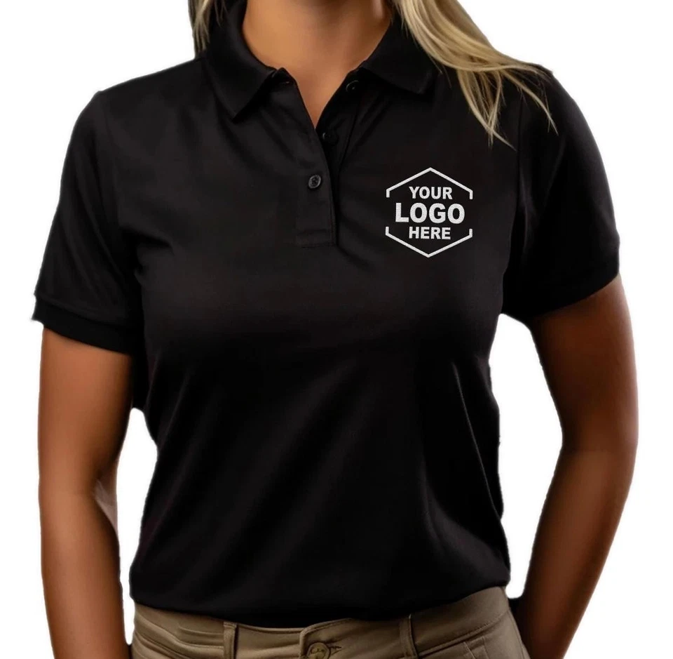 Custom Polo T-Shirt Customized ,Text, Logo on  Shirt Personalized business logo - Image 2 of 4