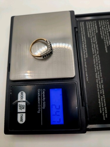 9ct Gold Diamond & Sapphire Ring – Full Uk Hallmarks – Luxury Piece – Size P - Picture 23 of 24