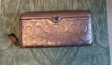 COACH Zip Around FLAGSHIP Leather ENVELOPE Wallet Clutch GOLD ~RARE $298!