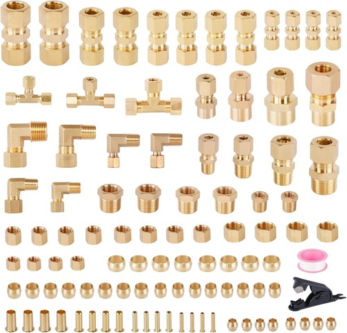 Comprehensive 101-Piece Brass Pipe Fittings Set - NPT Connectors for Tubing - Picture 3 of 8