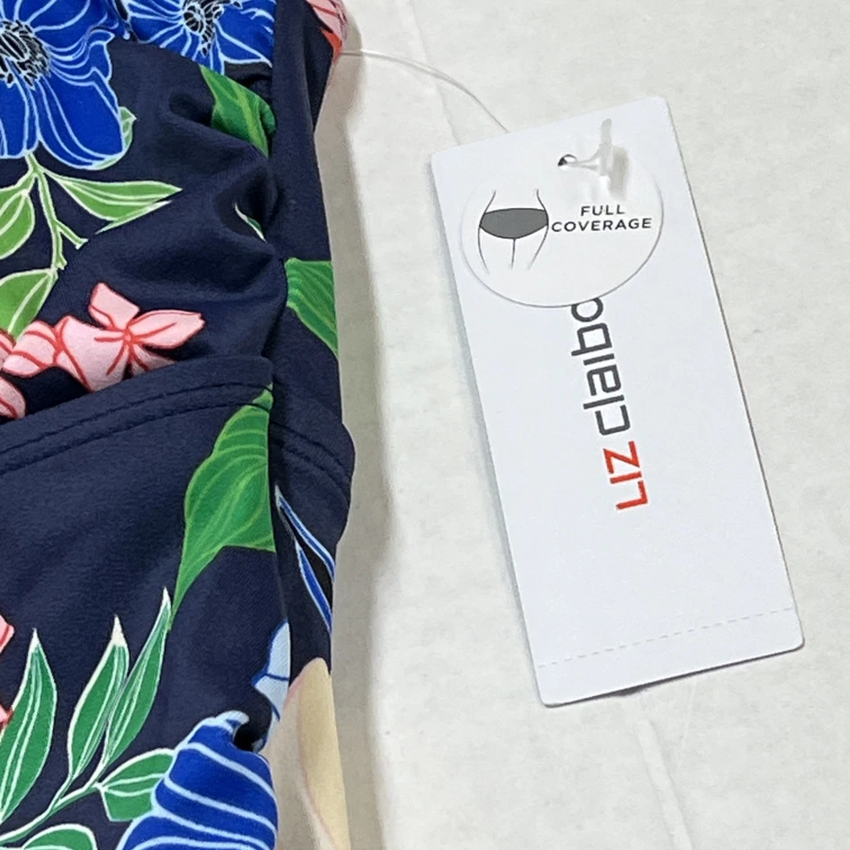 Liz Claiborne Swimsuit Womens 10 Blue Floral One Piece Underwire Tummy Control - Image 4 of 4