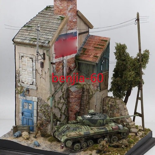 Diorama 1/35 Handmade Building Model Kits 3-Story Ruins House Wooden Scene DIY - Picture 2 of 9